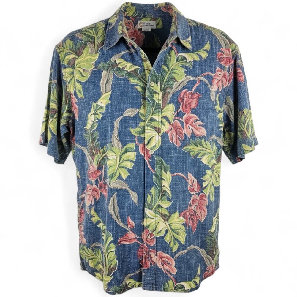 REYN SPOONER 1/2 Button Hawaiian Shirt Men's XL Vintage 90's Camp Aloha Resort